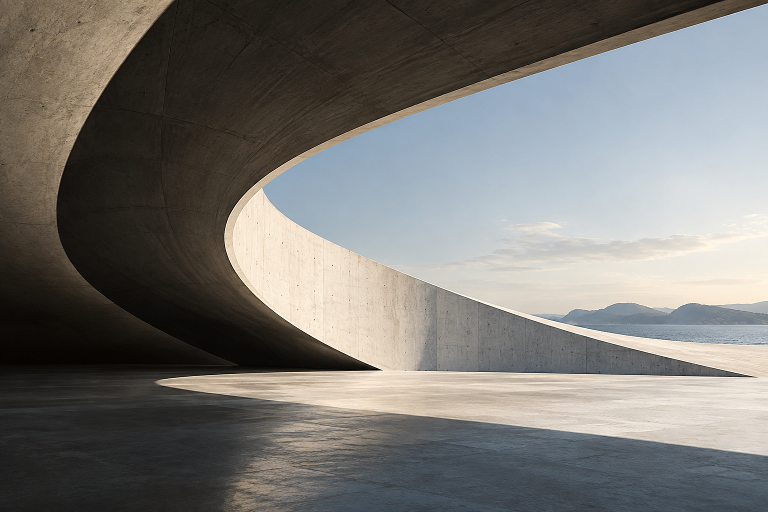 Abstract architectural curves in light and shadow