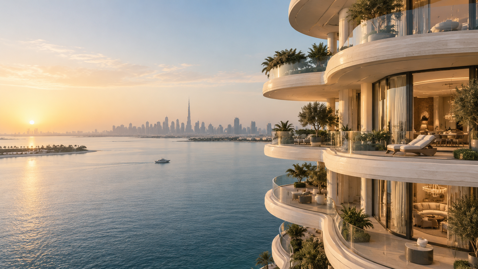 Illustrative sculptural waterfront architecture
